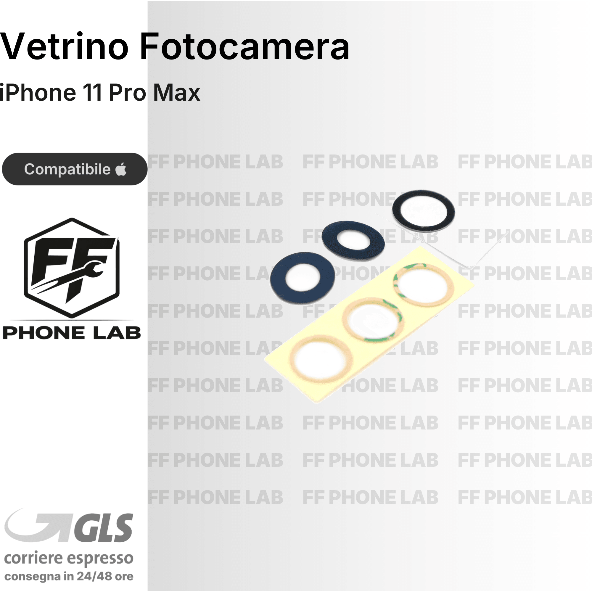 VETRO FOTOCAMERA APPLE IPHONE 11 PRO MAX RICAMBIO LENTE OBIETTIVO POSTERIORE