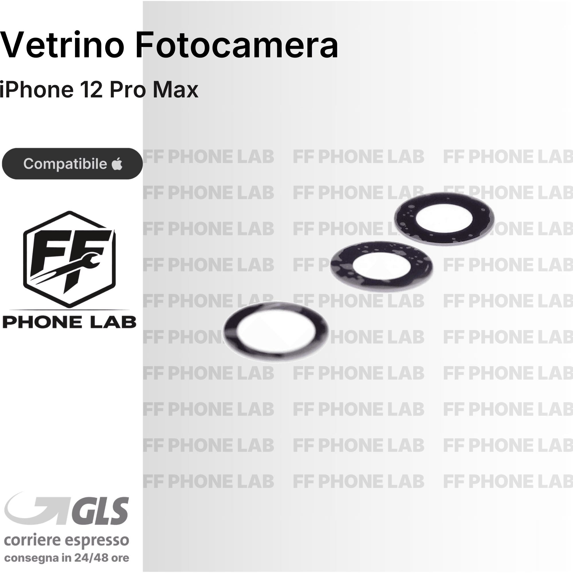 VETRO FOTOCAMERA APPLE IPHONE 12 PRO MAX RICAMBIO LENTE OBIETTIVO POSTERIORE