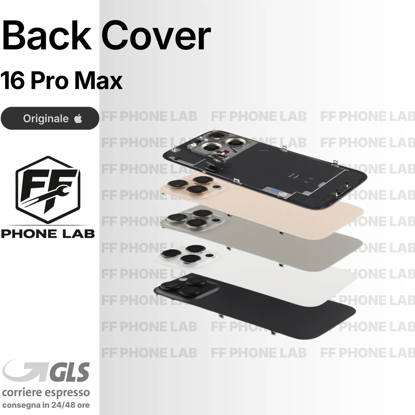 VETRO POSTERIORE ORIGINALE APPLE IPHONE 16 PRO MAX PULLED BACK COVER RICAMBIO