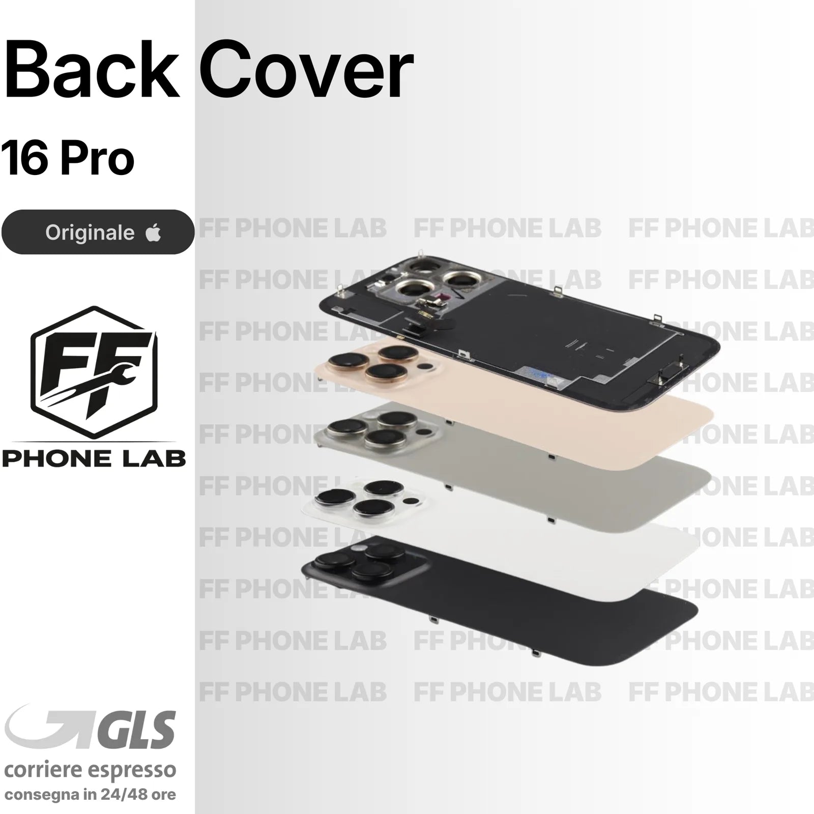 VETRO POSTERIORE ORIGINALE  APPLE IPHONE 16 PRO PULLED BACK COVER RICAMBIO