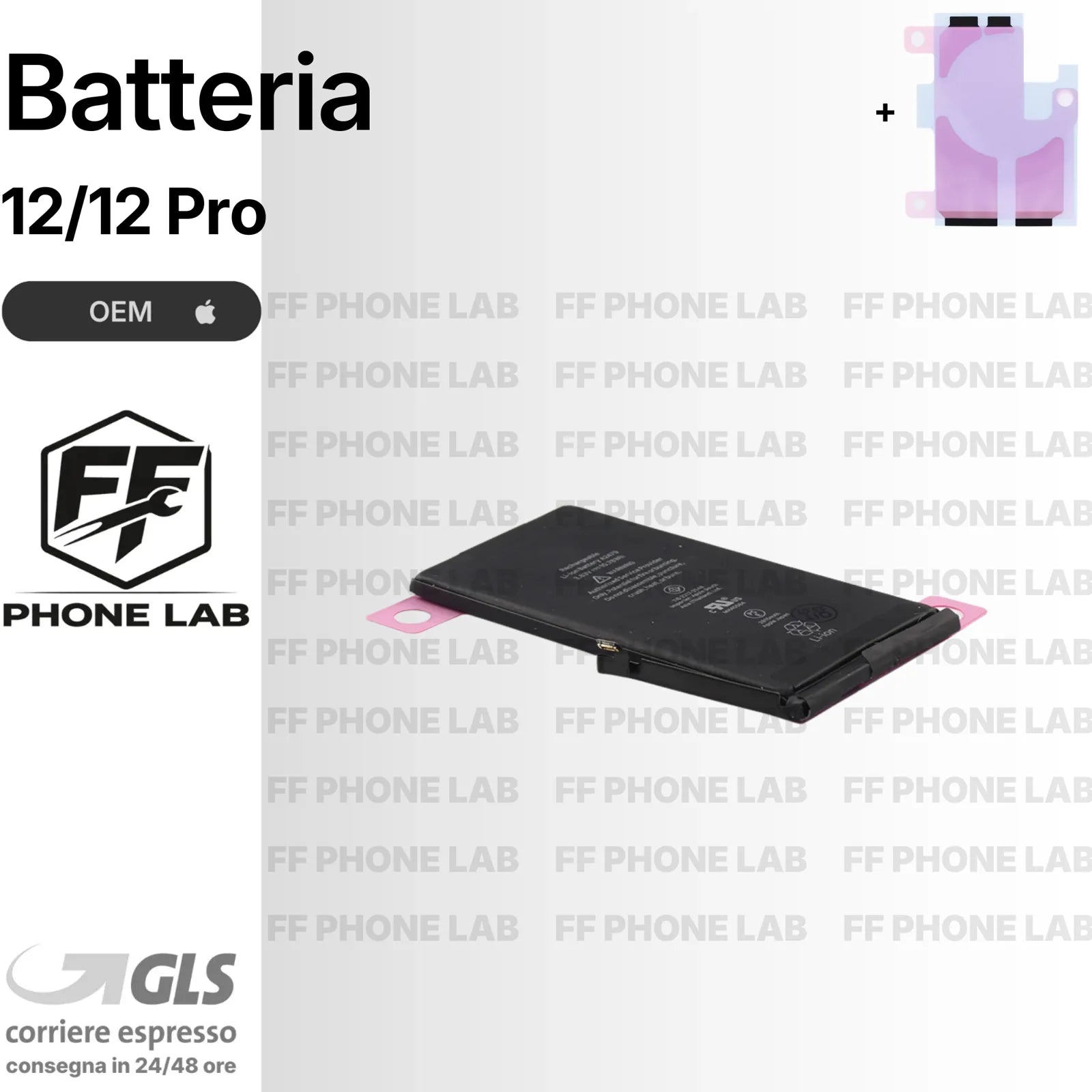 BATTERIA NO ERRORE APPLE IPHONE 12/12 PRO OEM DIAGNOSTICABILE NUOVA + BIADESIVO