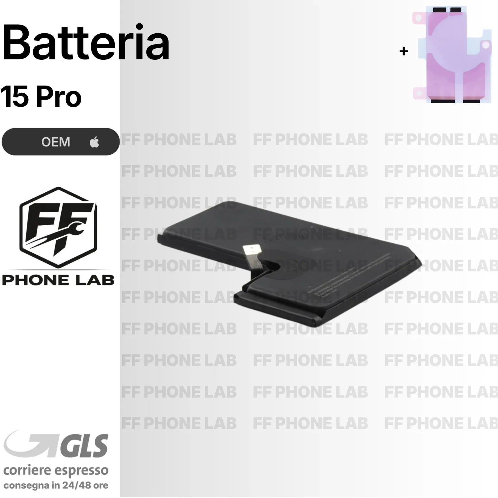 BATTERIA NO ERRORE APPLE IPHONE 15 PRO OEM DIAGNOSTICABILE NUOVA + BIADESIVO