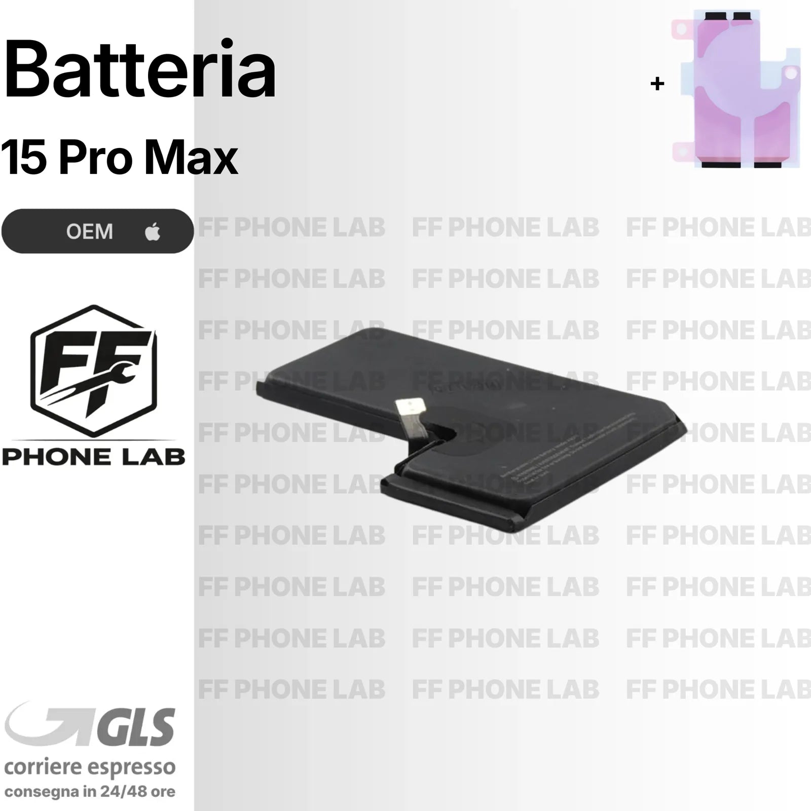 BATTERIA NO ERRORE APPLE IPHONE 15 PRO MAX OEM DIAGNOSTICABILE NUOVA + BIADESIVO