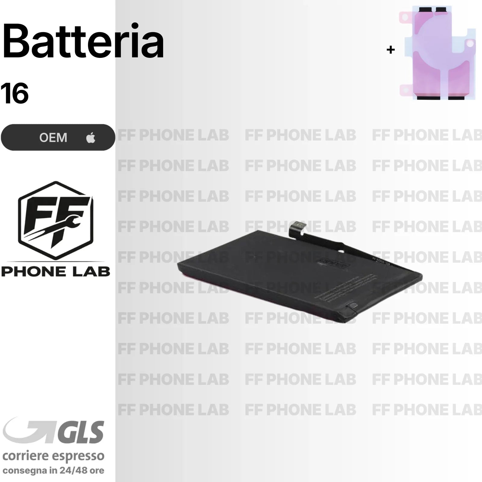BATTERIA NO ERRORE APPLE IPHONE 16 OEM DIAGNOSTICABILE NUOVA + BIADESIVO