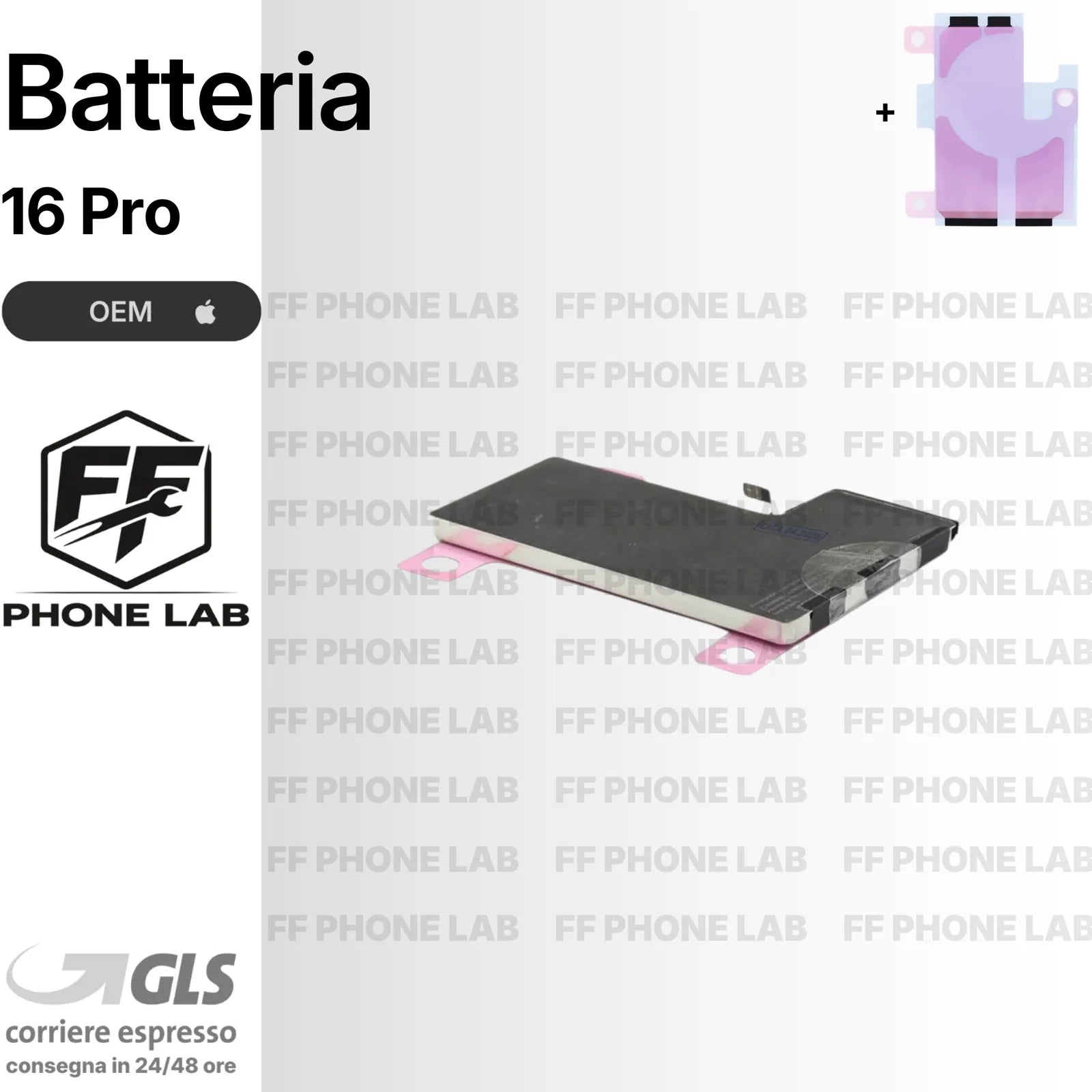 BATTERIA NO ERRORE APPLE IPHONE 16 PRO OEM DIAGNOSTICABILE NUOVA + BIADESIVO