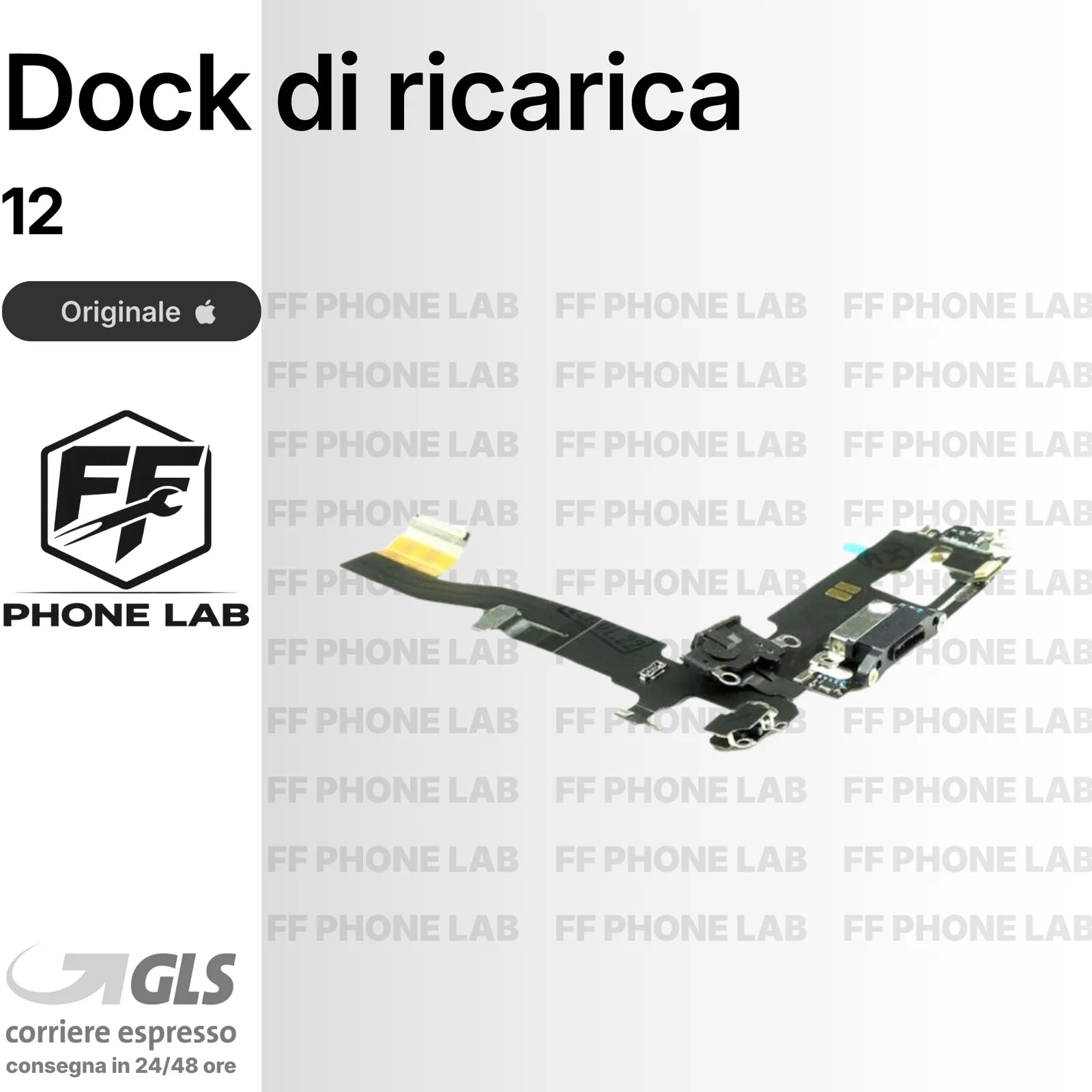 FLAT DOCK CONNETTORE DI RICARICA PER APPLE IPHONE 12 ORIGINALE 100% + MICROFONO
