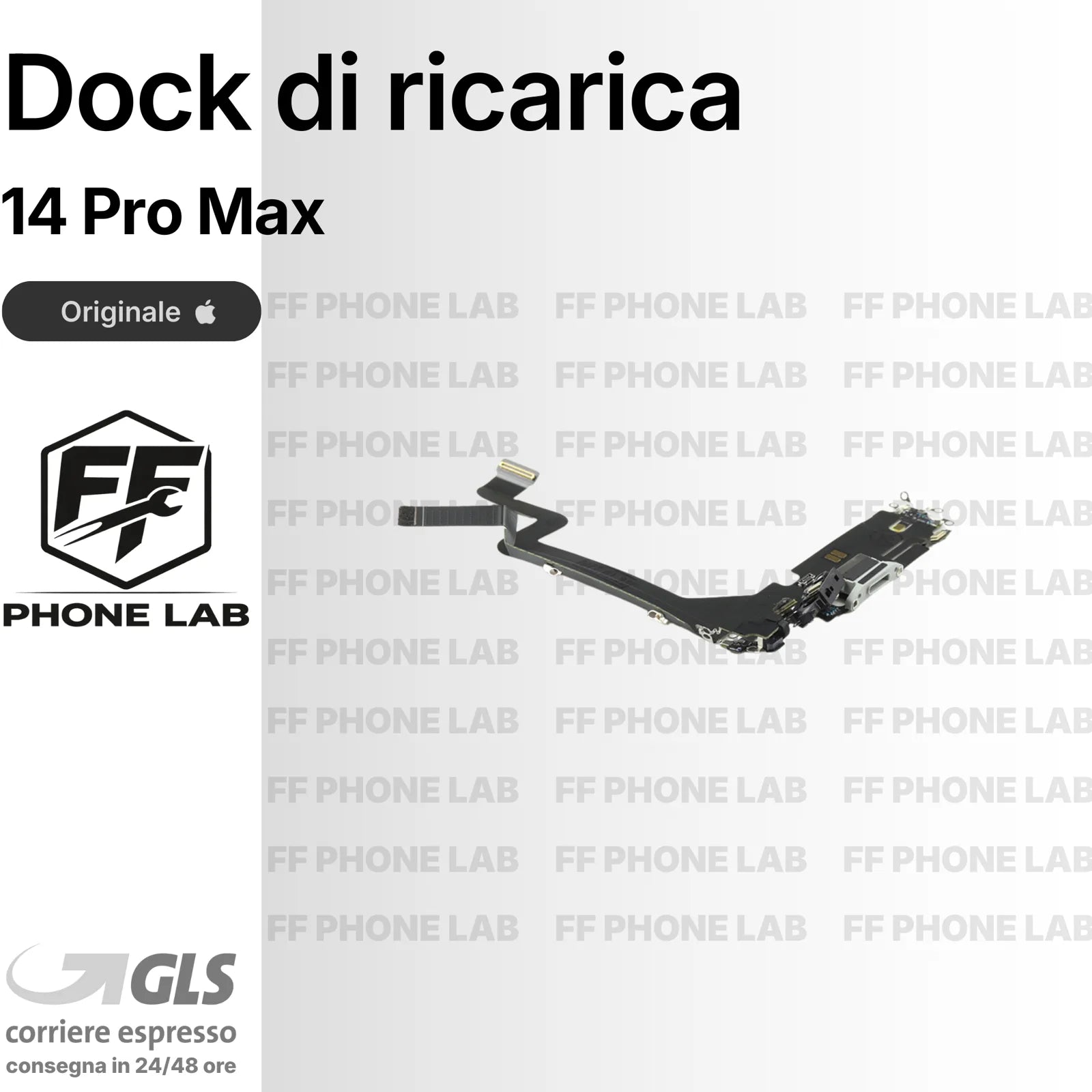 FLAT DOCK CONNETTORE DI RICARICA PER APPLE IPHONE 14 PRO MAX ORIGINALE + MIC