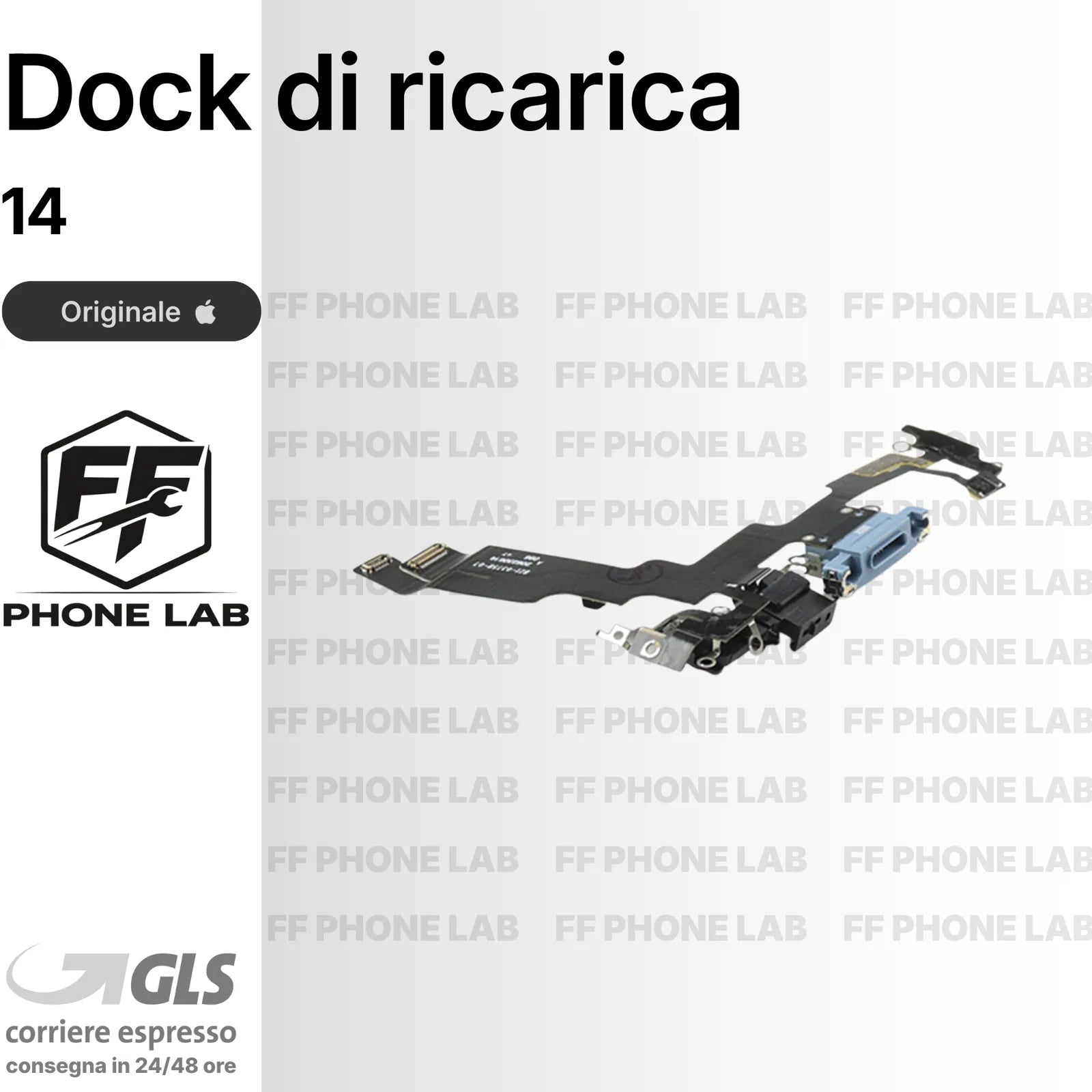 FLAT DOCK CONNETTORE DI RICARICA PER APPLE IPHONE 14 ORIGINALE 100% + MIC
