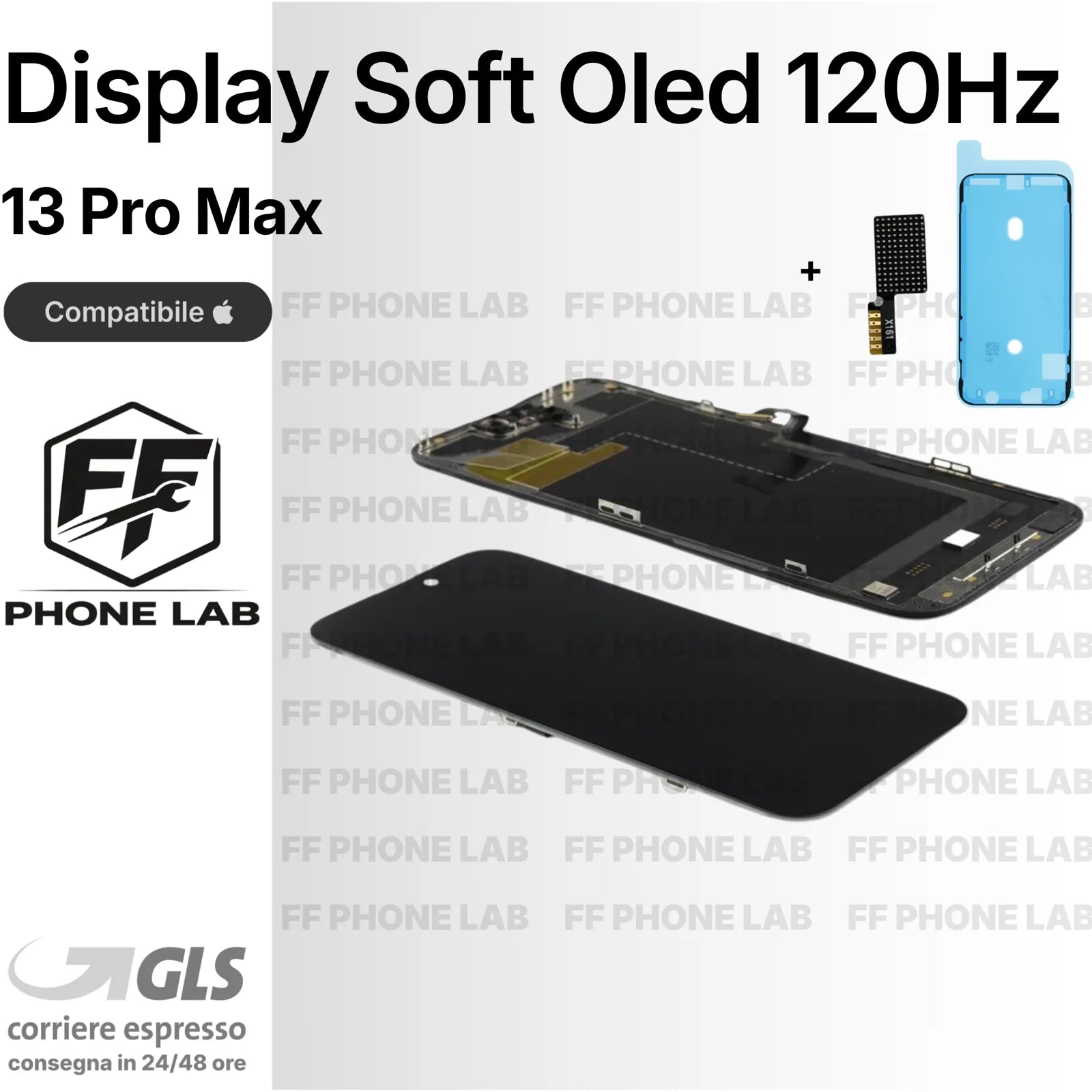 DISPLAY APPLE IPHONE 13 PRO MAX SOFT OLED 120HZ PARI ORIGINALE SCHERMO + ADESIVO