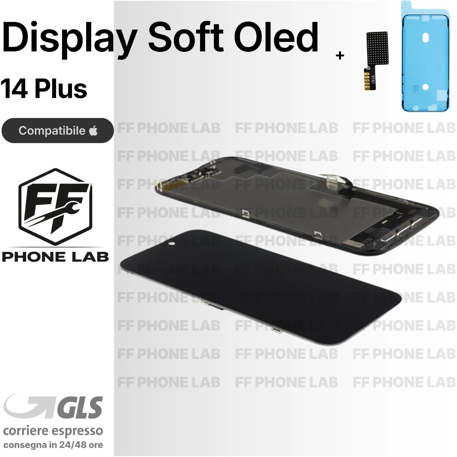 DISPLAY APPLE IPHONE 14 PLUS SOFT OLED PARI ORIGINALE SCHERMO TOUCH + ADESIVO