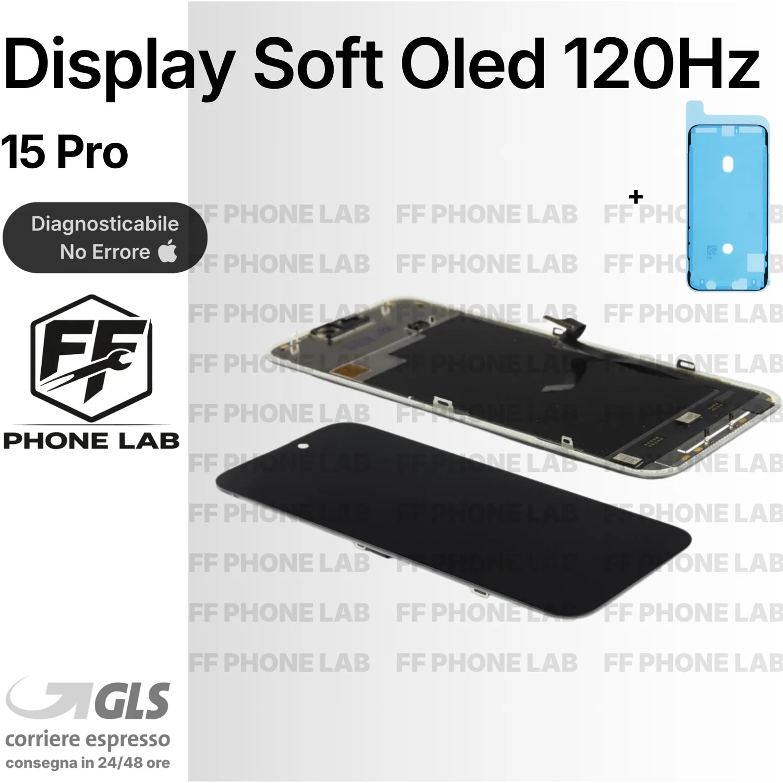 DISPLAY NO ERRORE IPHONE 15 PRO APPLE 120HZ PARI ORIGINALE SCHERMO + ADESIVO