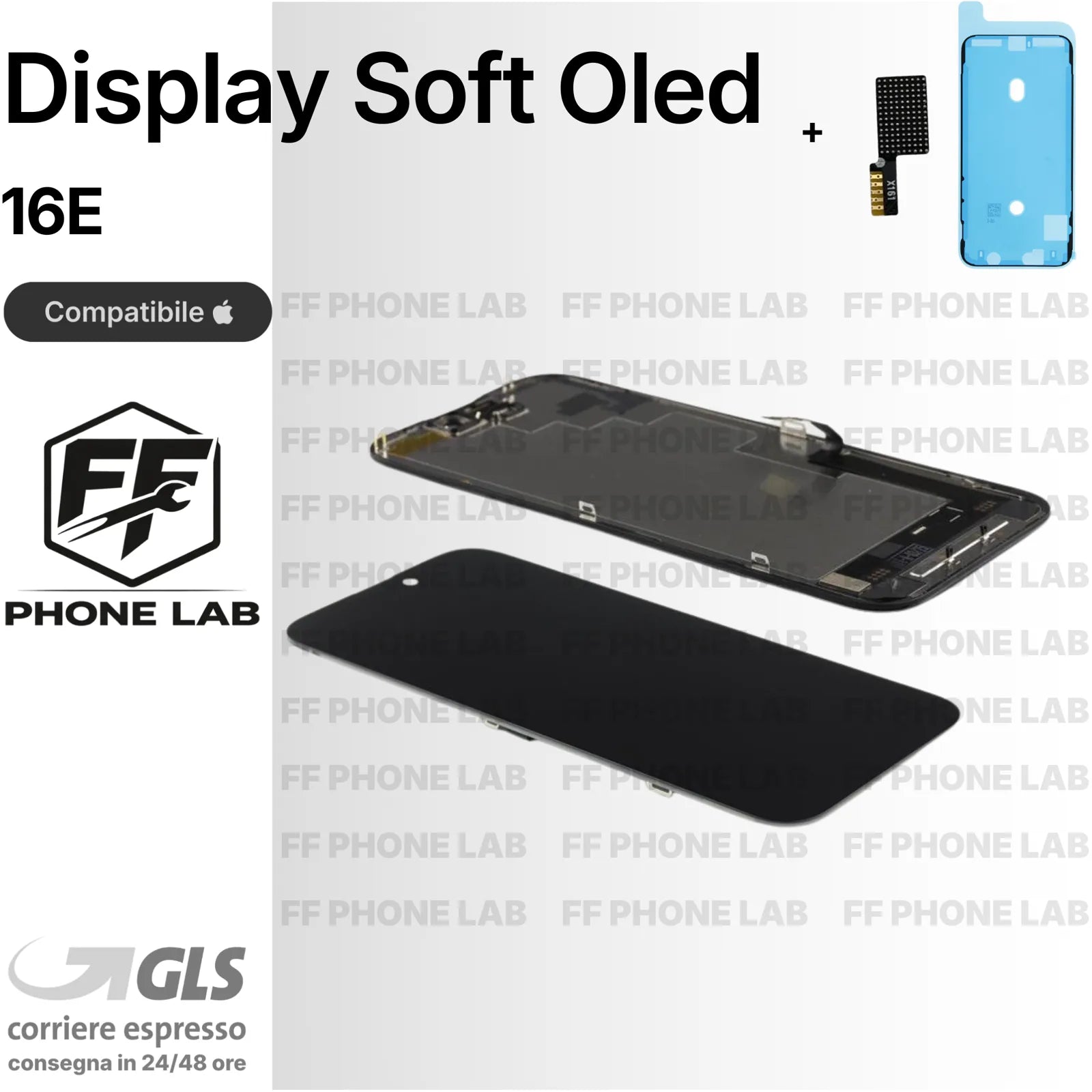 DISPLAY APPLE IPHONE 16E SOFT OLED PARI ORIGINALE SCHERMO TOUCH + ADESIVO