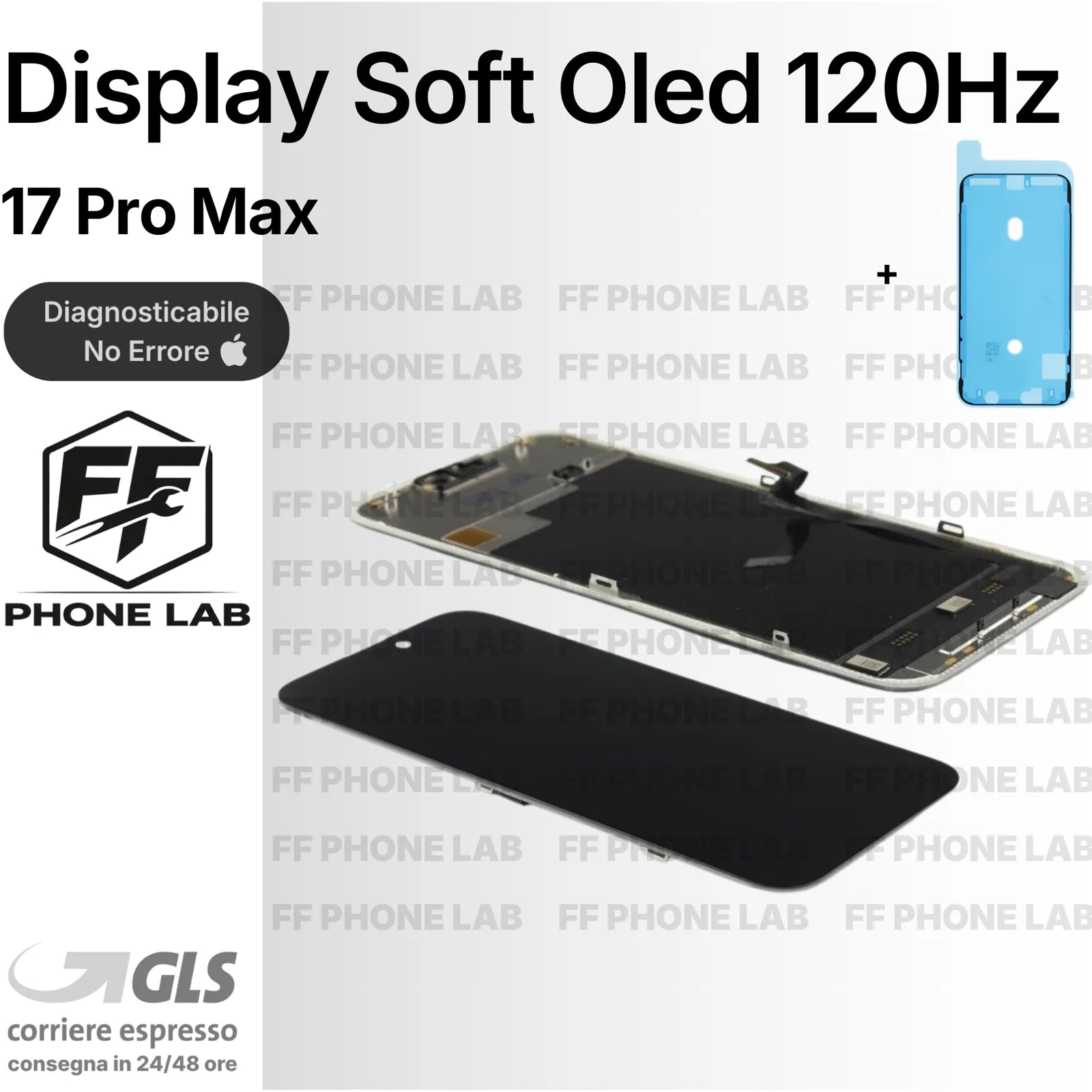 DISPLAY NO ERRORE IPHONE 17 PRO MAX APPLE 120HZ PARI ORIGINALE SCHERMO + ADESIVO