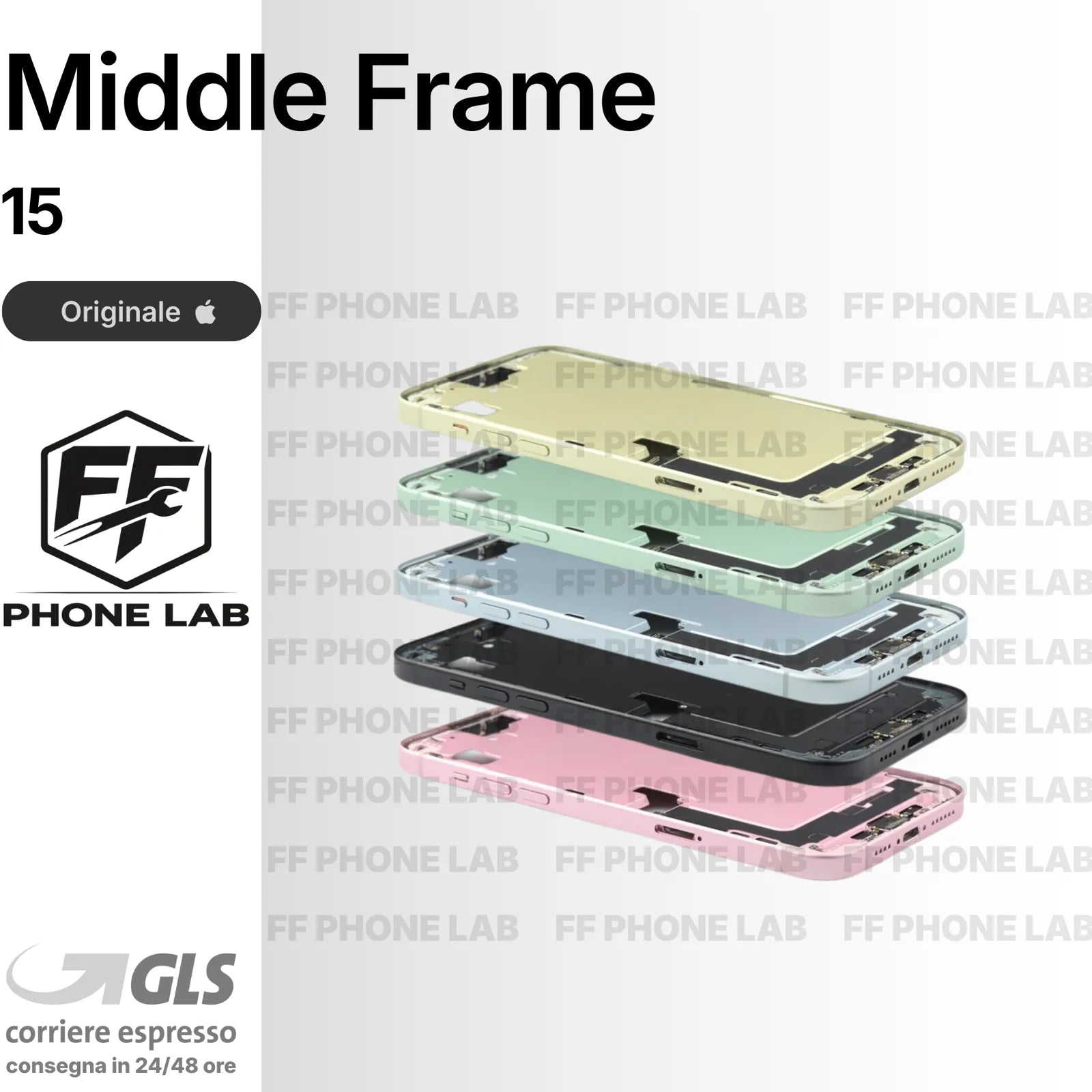 SCOCCA CENTRALE ORIGINALE APPLE MIDDLE FRAME IPHONE 15 TELAIO RICAMBIO PULLED