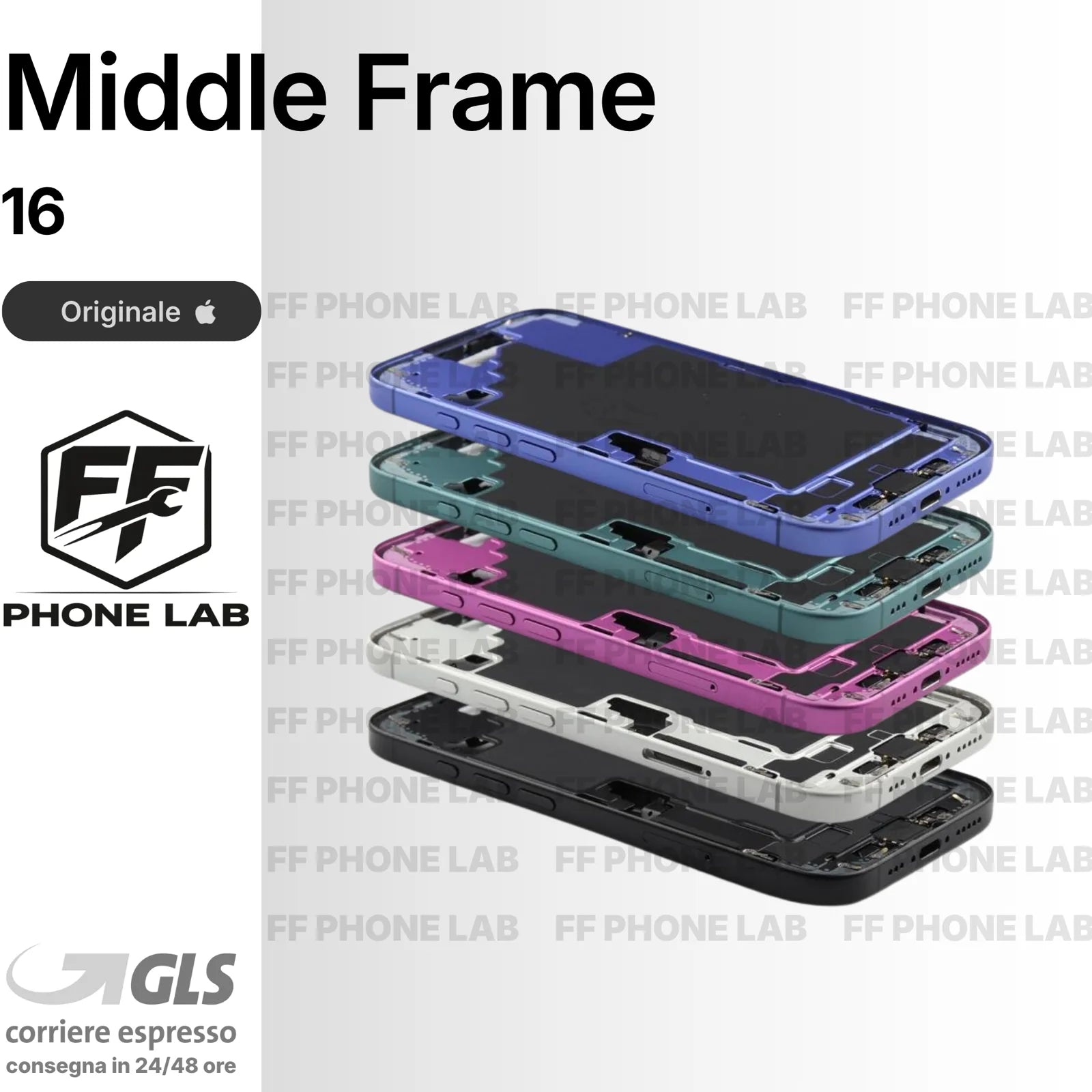 SCOCCA CENTRALE ORIGINALE APPLE IPHONE 16 TELAIO MIDDLE FRAME RICAMBIO PULLED