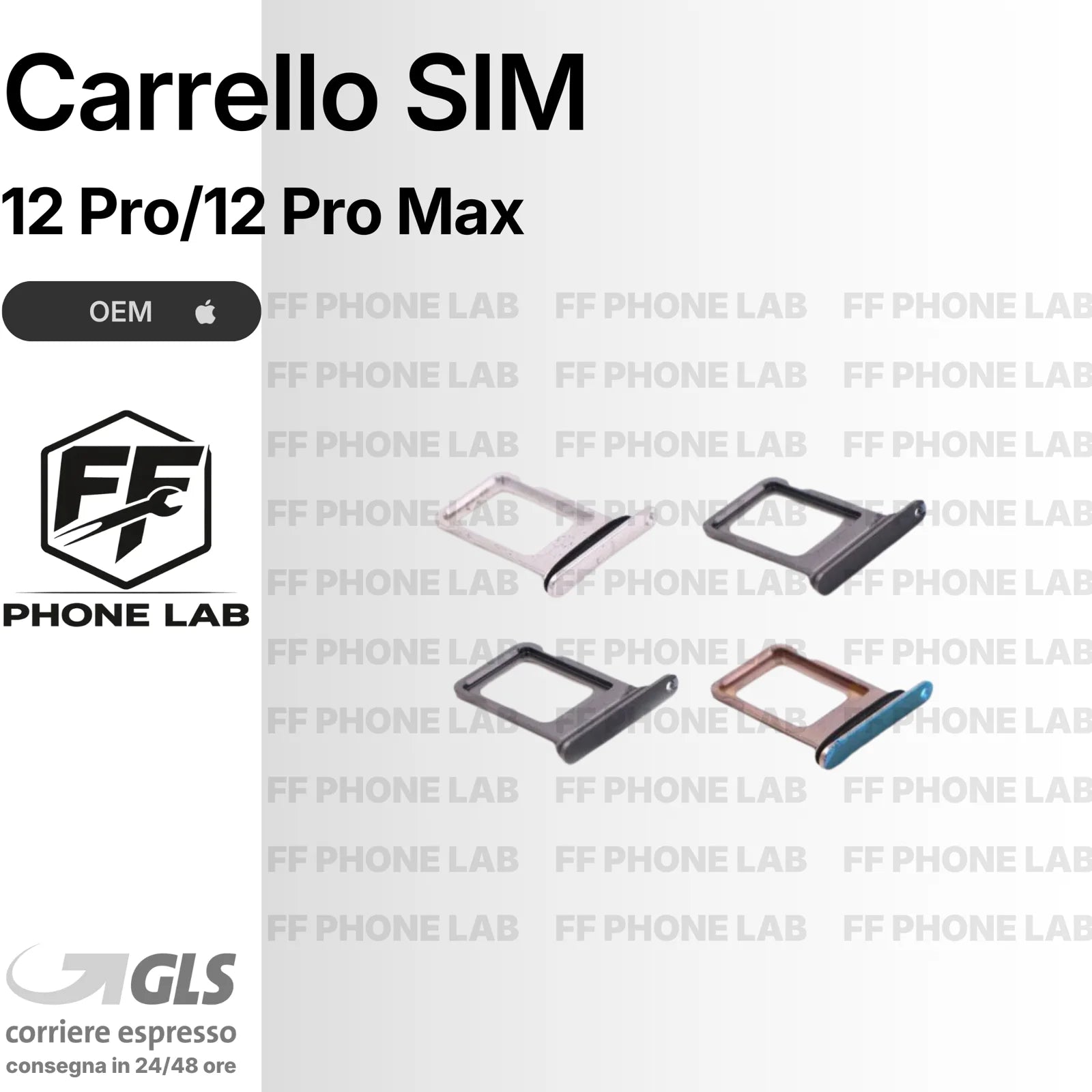 CARRELLO PORTA SIM CARD APPLE IPHONE 12 PRO/12 PRO MAX SLOT SCHEDA SIM NUOVO OEM