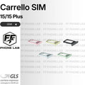 CARRELLO PORTA SIM CARD APPLE IPHONE 15/15 PLUS SLOT SCHEDA SIM NUOVO OEM