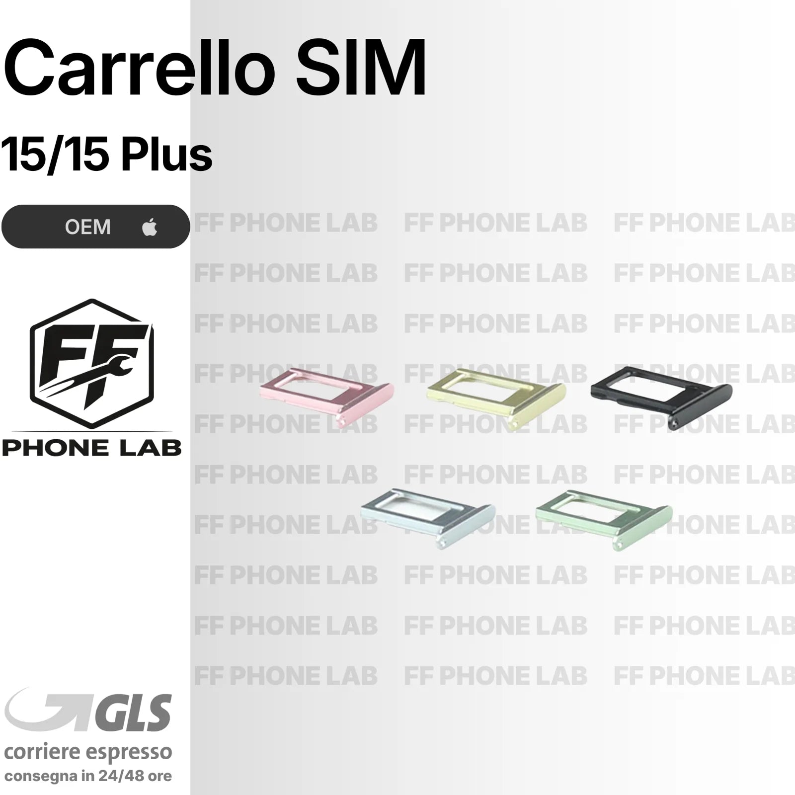 CARRELLO PORTA SIM CARD APPLE IPHONE 15/15 PLUS SLOT SCHEDA SIM NUOVO OEM