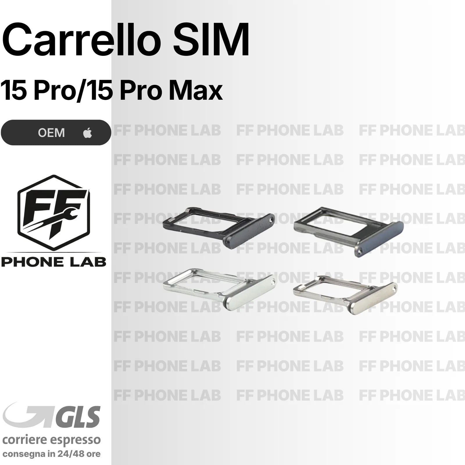 CARRELLO PORTA SIM CARD APPLE IPHONE 15 PRO/15 PRO MAX SLOT SCHEDA SIM NUOVO OEM