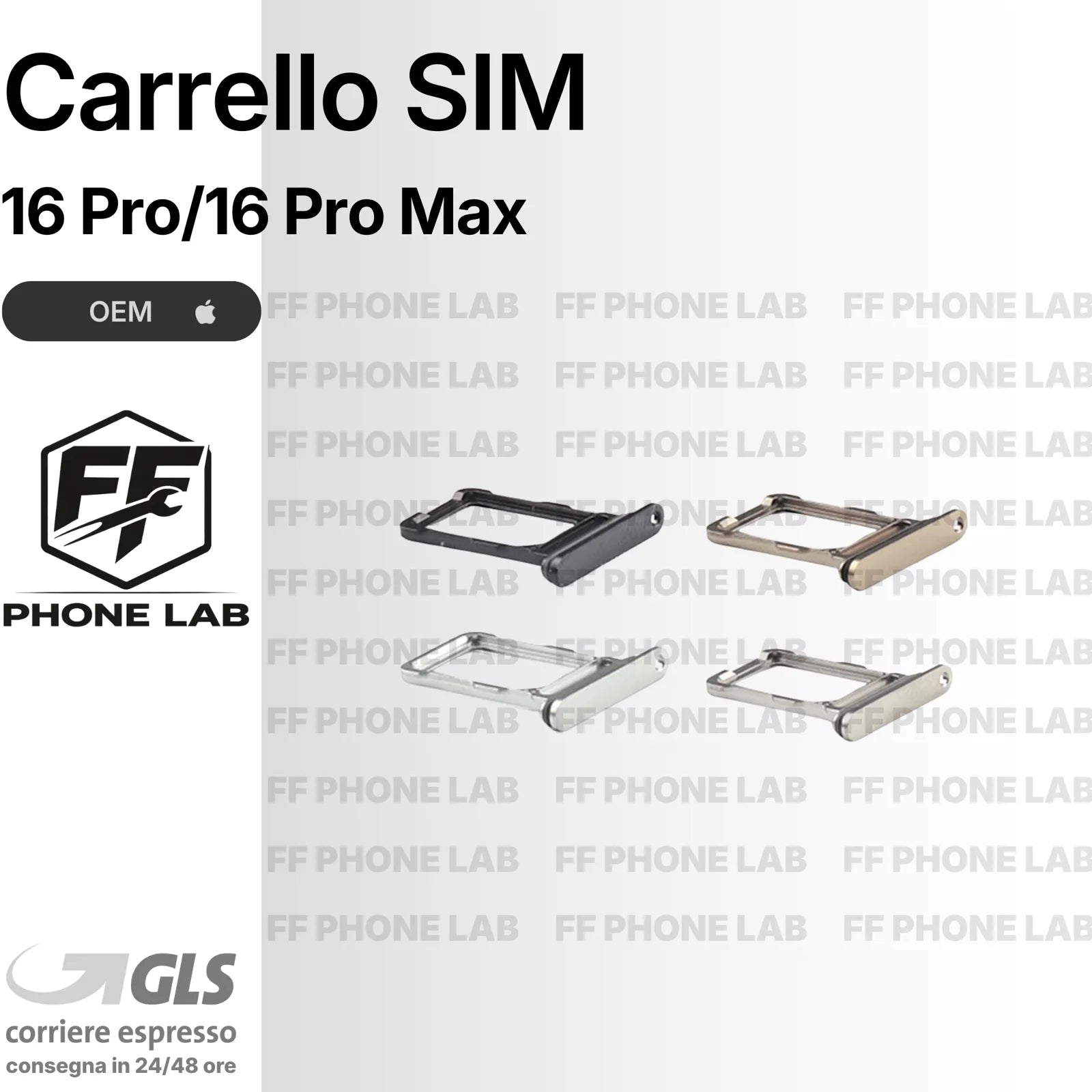 CARRELLO PORTA SIM CARD APPLE IPHONE 16 PRO/16 PRO MAX SLOT SCHEDA NUOVO OEM