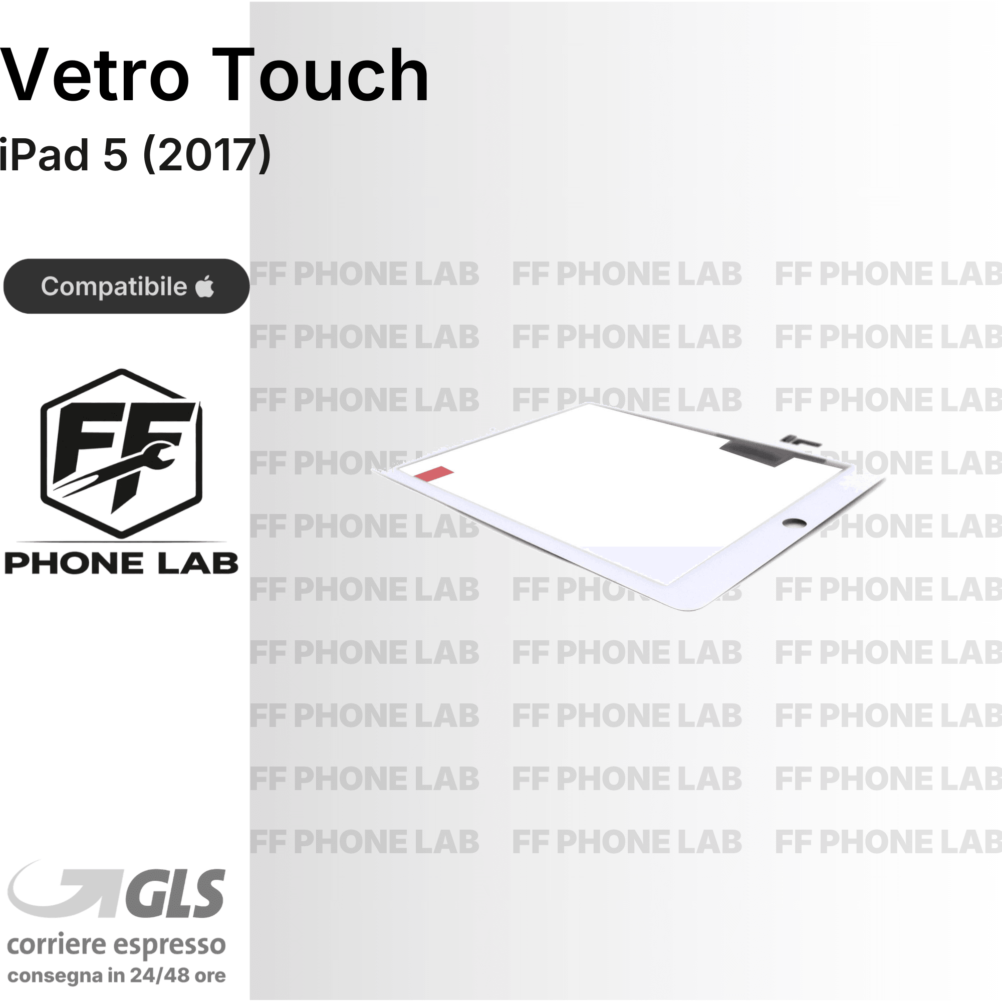VETRO TOUCH SCREEN DIGITIZER APPLE IPAD 5 2017 RICAMBIO SCHERMO TATTILE