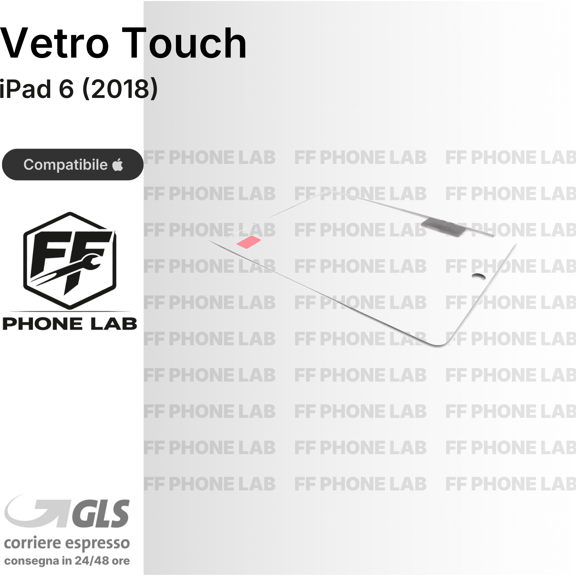 VETRO TOUCH SCREEN DIGITIZER APPLE IPAD 6 2018 RICAMBIO SCHERMO TATTILE