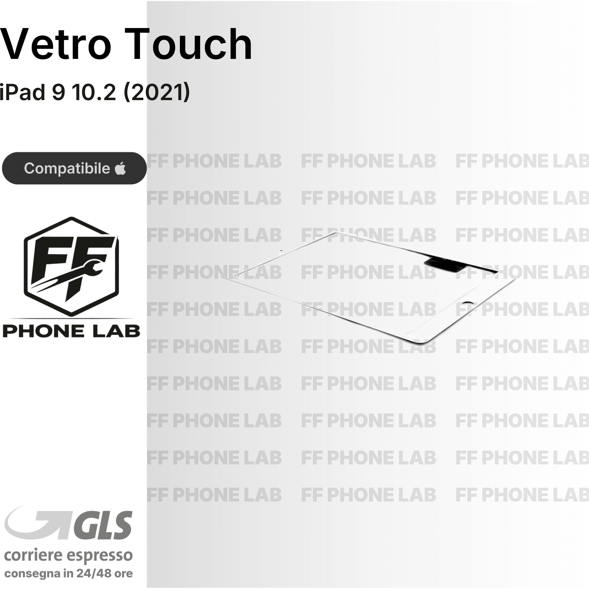 VETRO TOUCH SCREEN DIGITIZER APPLE IPAD 9 10.2 2021 RICAMBIO SCHERMO TATTILE